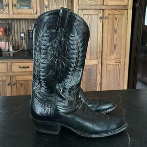 Tony Lama Vintage Gold‎ Label Western Leather Boots Black Blue Men’s 10 D